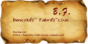 Benczkó Fabrícius névjegykártya